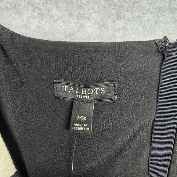 Talbots Dress Womens‎ 14P Black White Polka Dot Sleeveless Textured Midi Petite - Picture 12 of 14